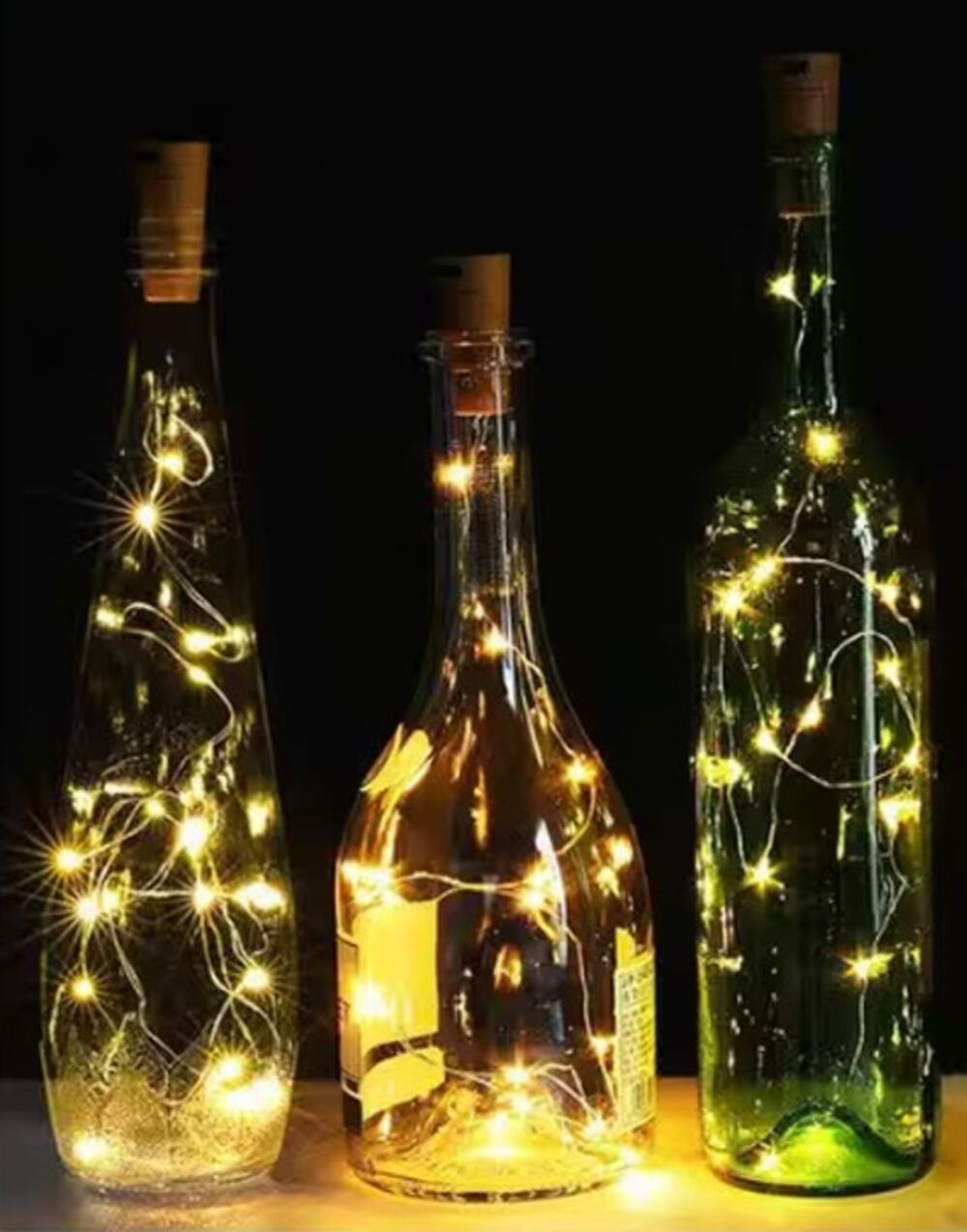 WARM WHITE DECORATIVE BOTTLE CORK SHAPE STRING LIGHTS 10 LED EACH (3 PACK)